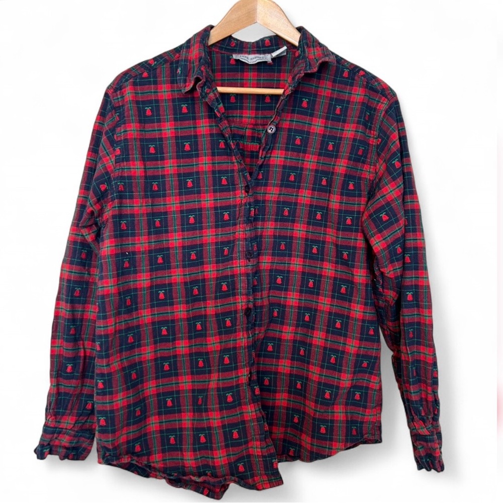 Jane Ashley Red and Navy Blue Checkered Shirt